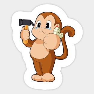 Monkey Handyman Hammer Sticker